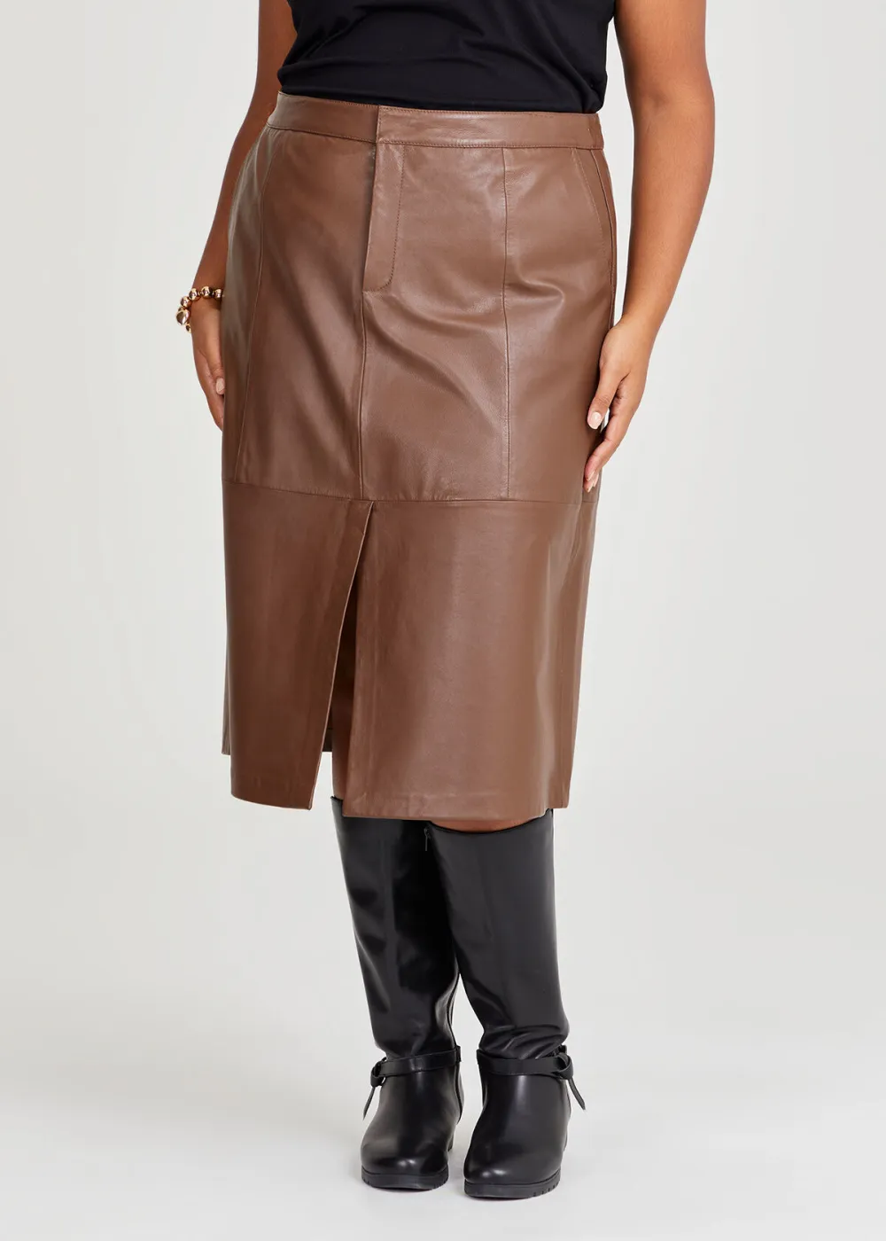 Leather Isa Panel Skirt