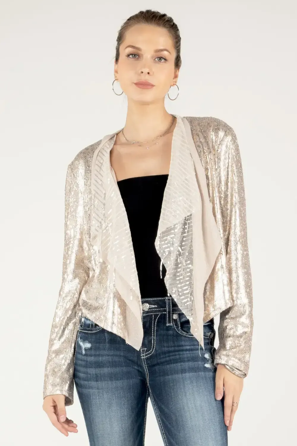 Glitter Leopard Print Open Cardigan