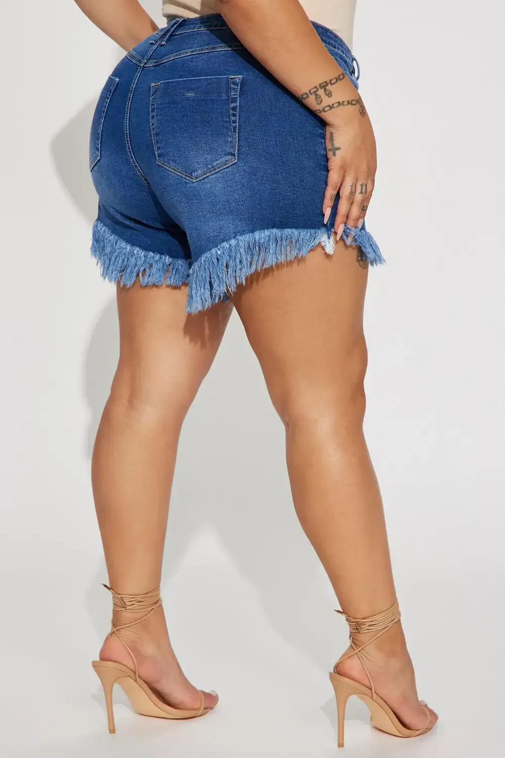 Go Wild Stretch Cut Off Denim Shorts - Dark Wash