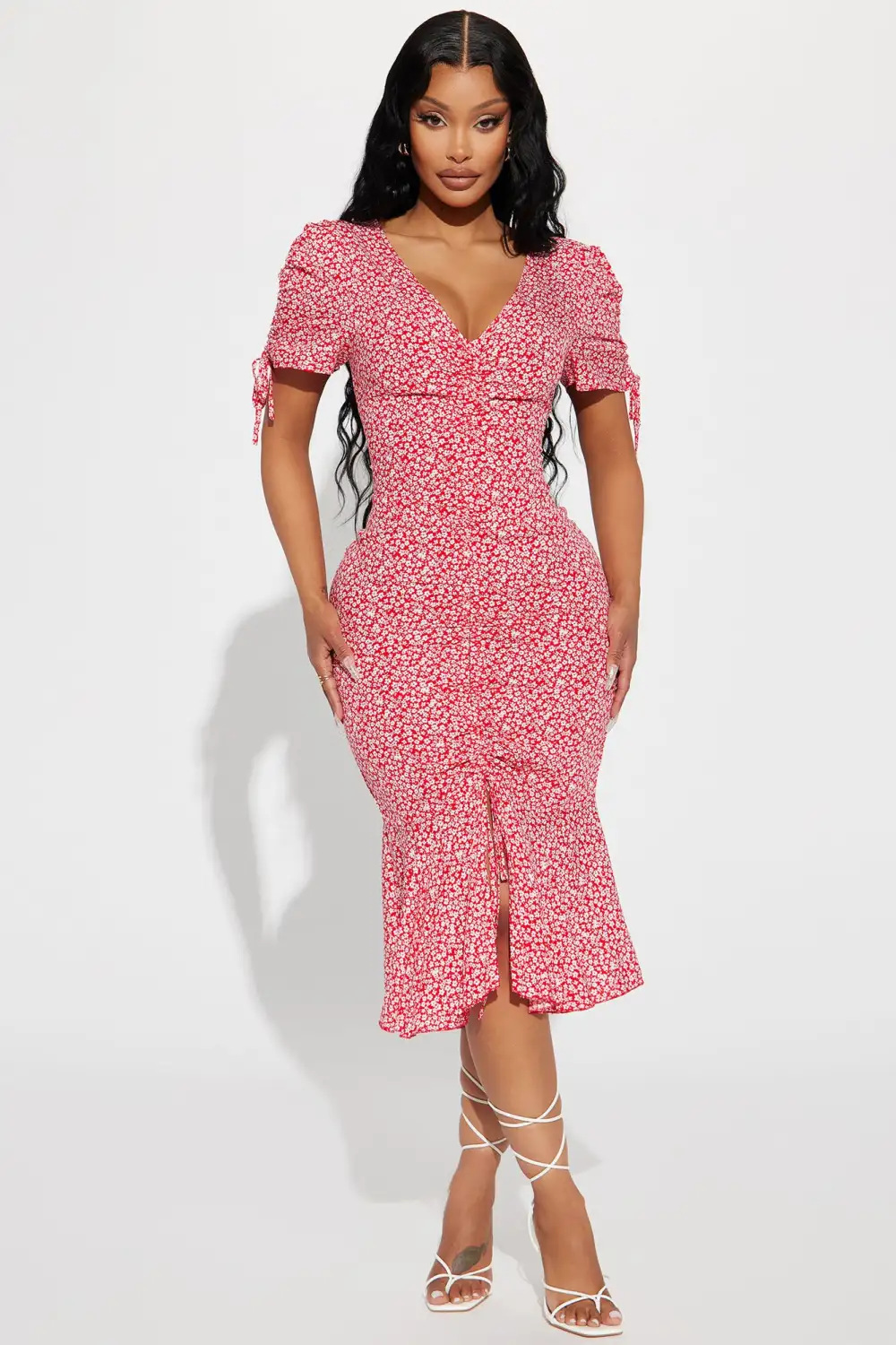 Clarissa Floral Maxi Dress - Red/White