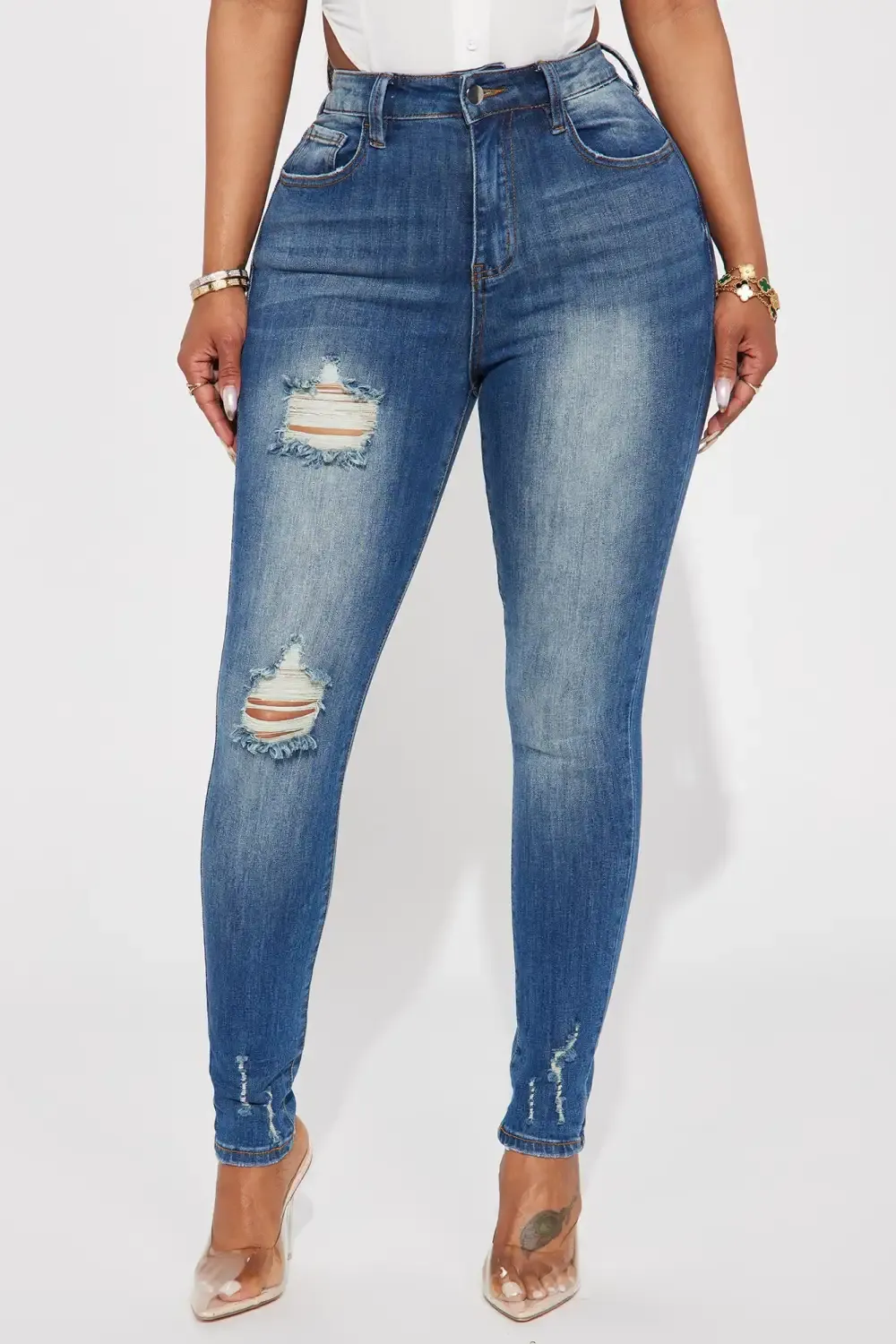 Dream Girl High Rise Skinny Jeans - Medium Blue Wash