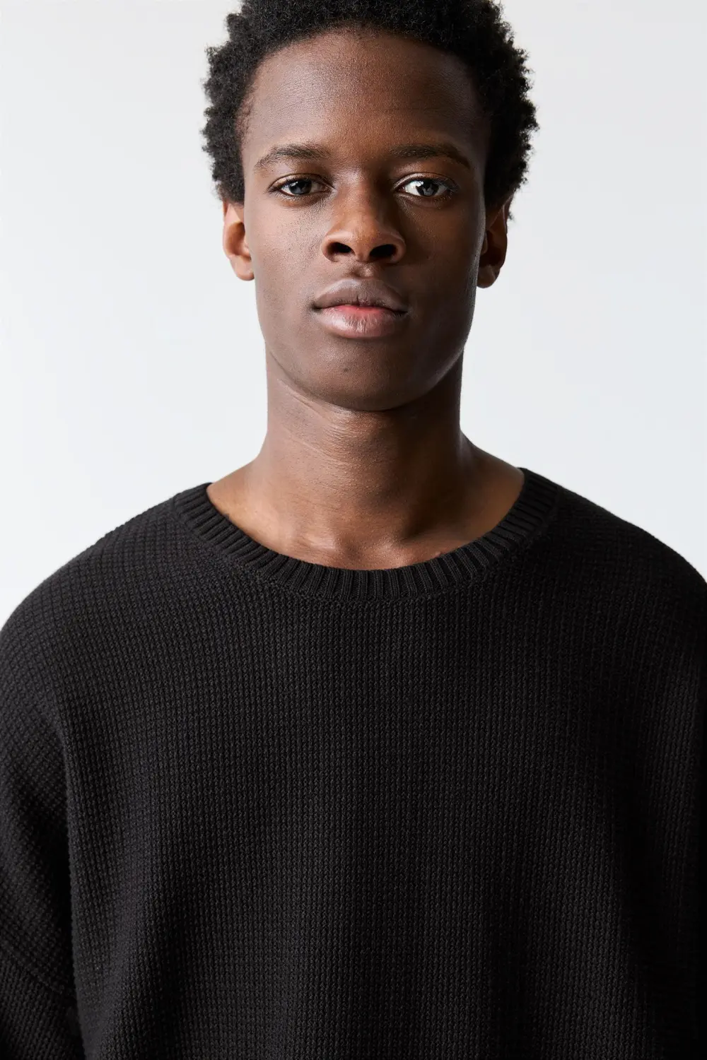 Waffle-knit boxy-fit T-shirt