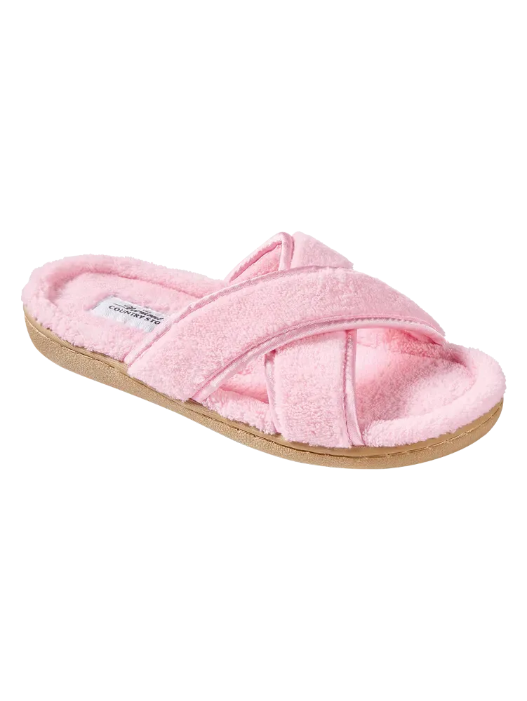 Women's Cross-Strap Terry Slide Slippers