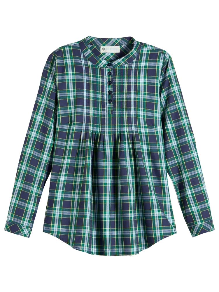 Ella Simone Tartan Pintuck Tunic Top
