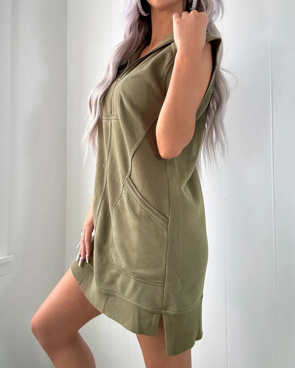Half Zip Dress - Olive