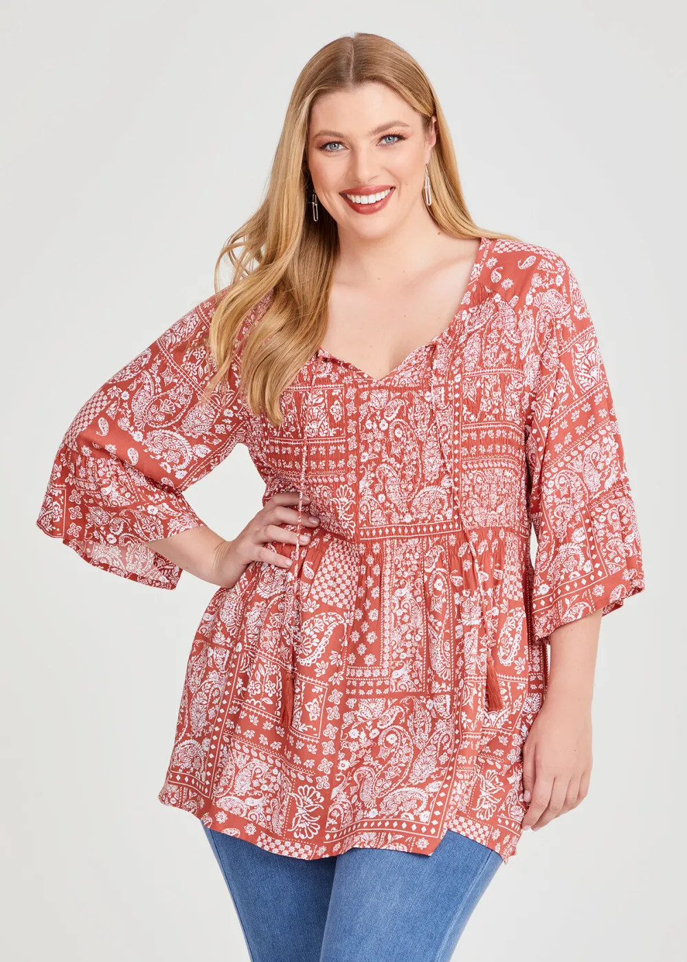 Natural Scarf Print Tunic