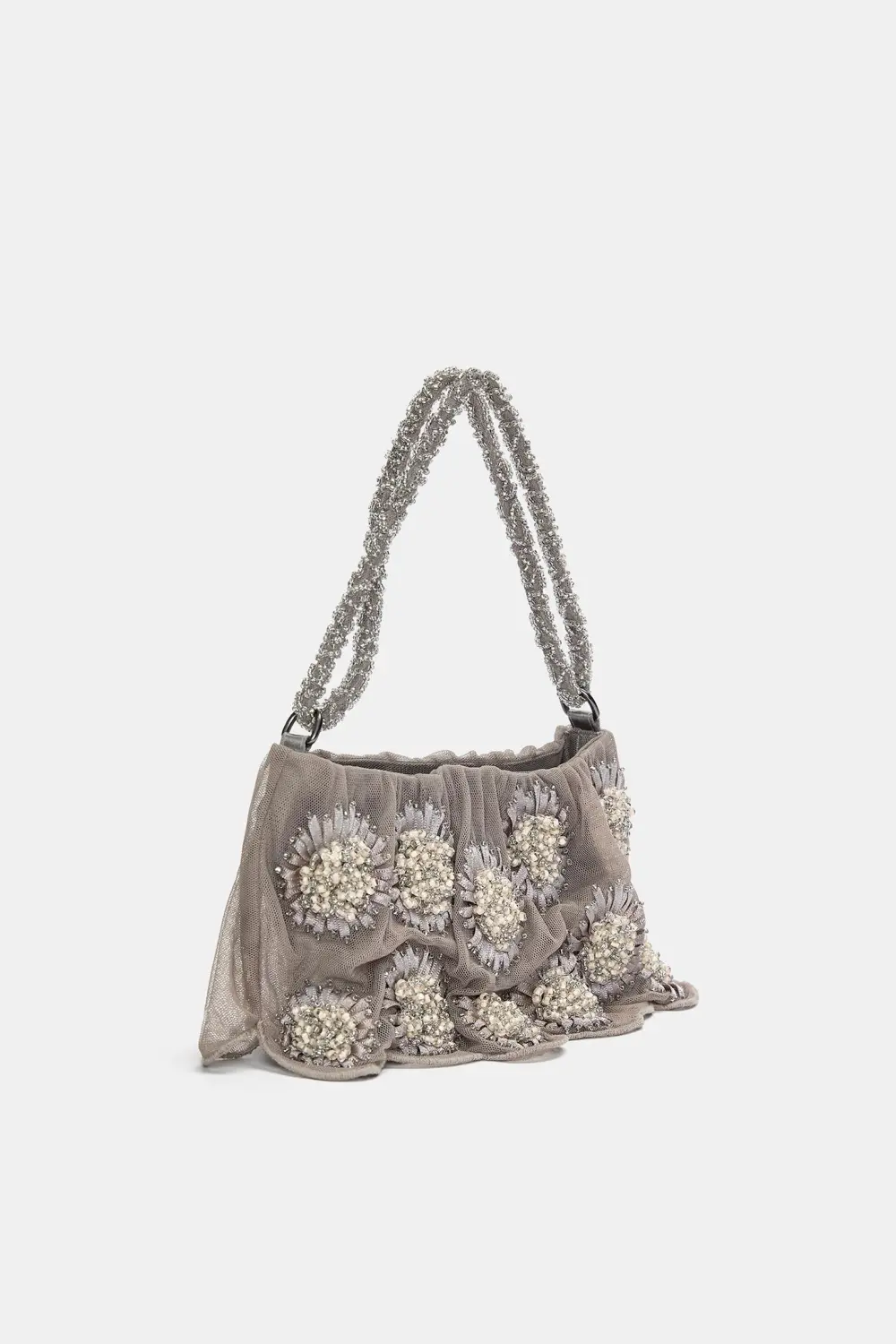 Bolso de hombro flores adornos