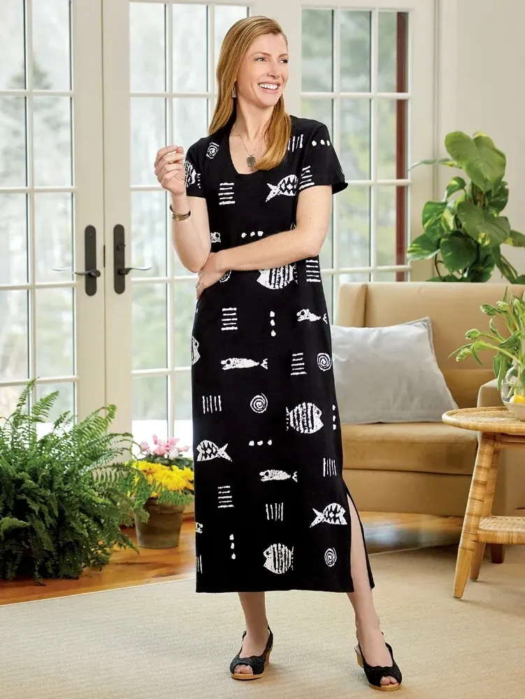 M.MAC Rock Fish Cotton Knit Ankle-Length Dress
