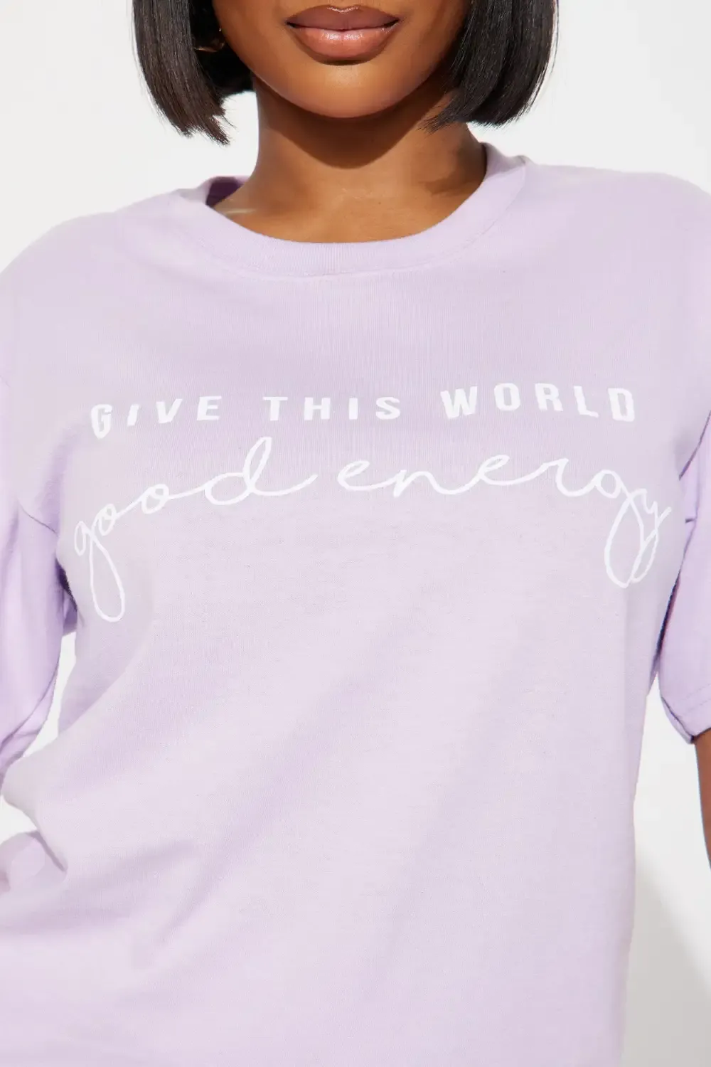 Give This World Good Energy Short Sleeve Tee - Lavender