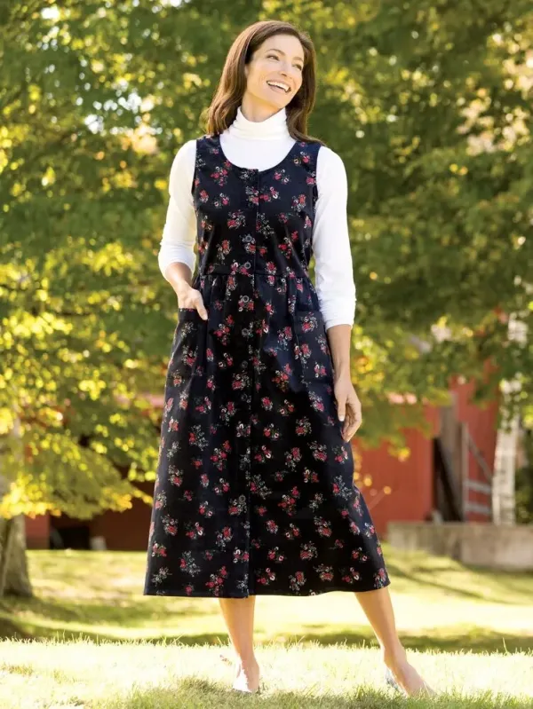 Button-Front Cotton Corduroy Jumper
