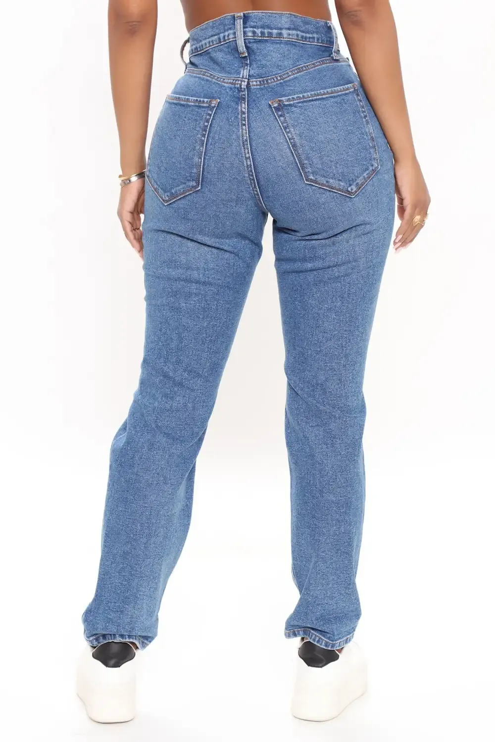 Because I Said So Destroyed Mom Jeans - Medium Blue Wash