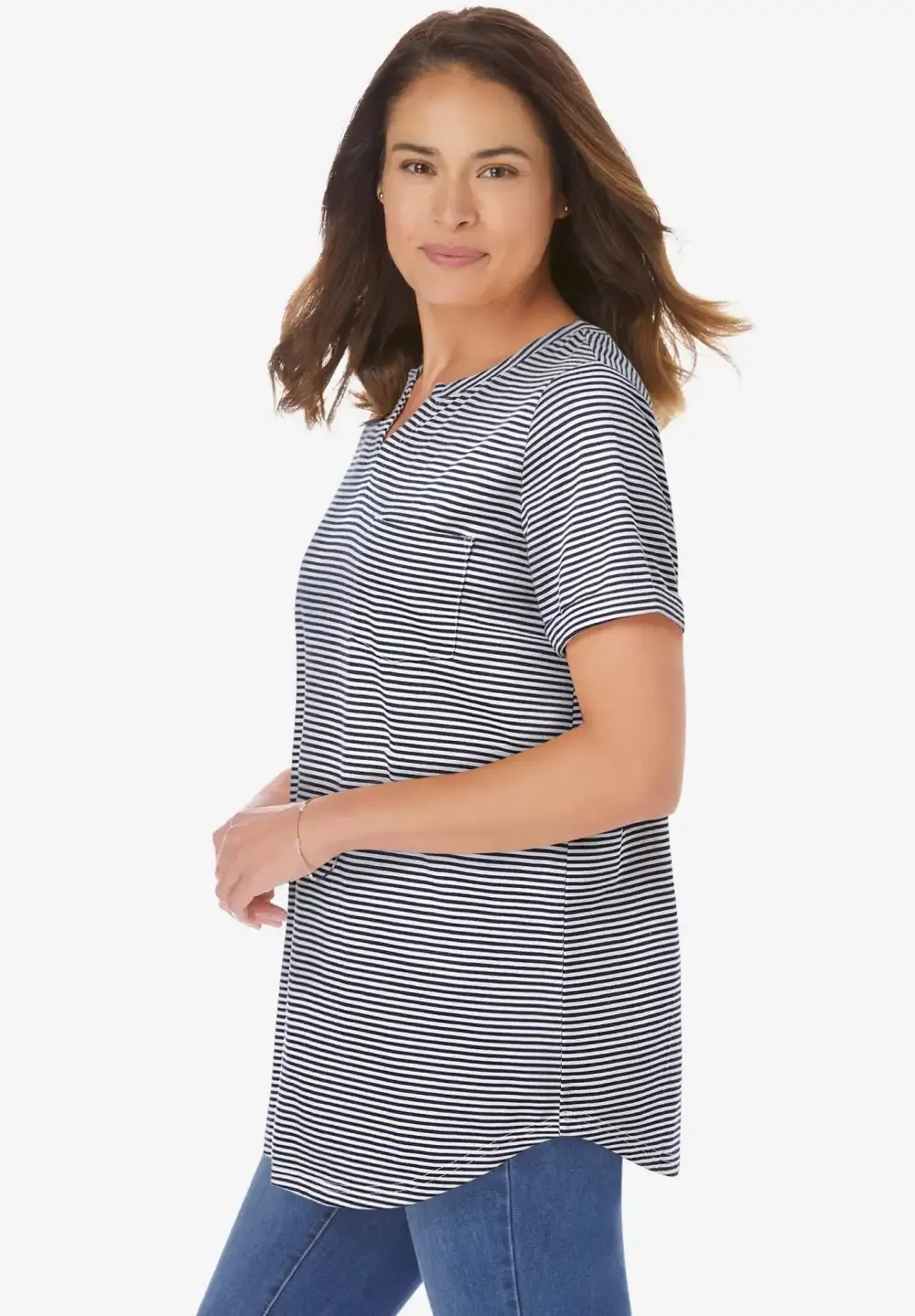 Short-Sleeve Notch-Neck Tee