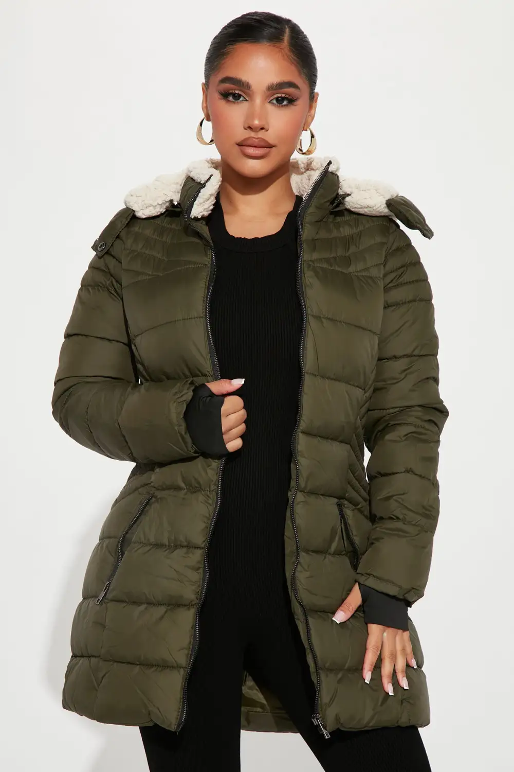 City Trekking Puffer Coat - Olive