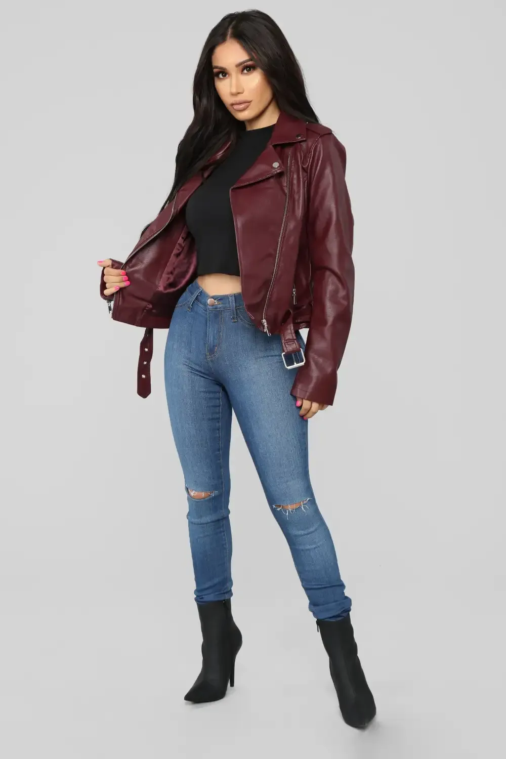 Araxie Vegan Leather Jacket - Wine