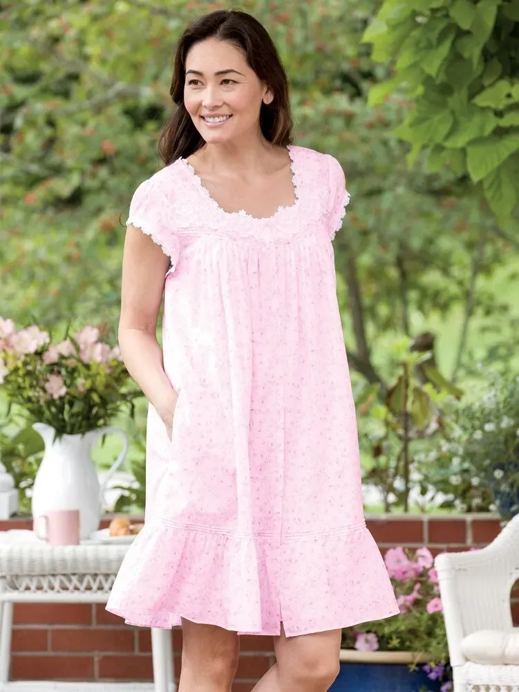 Eileen West Blush Roses Cotton Lawn Robe