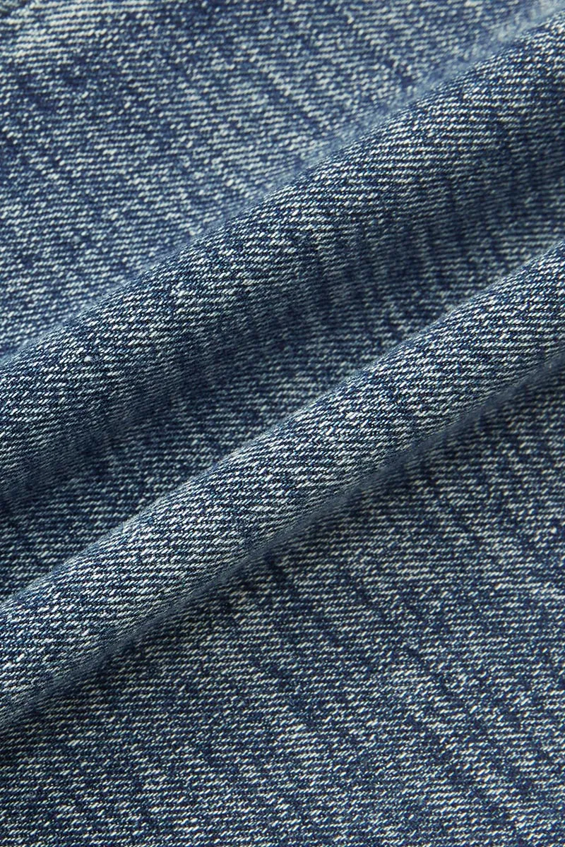 Wash Stretchy Ripped Detail Mid Waist Flare Jeans