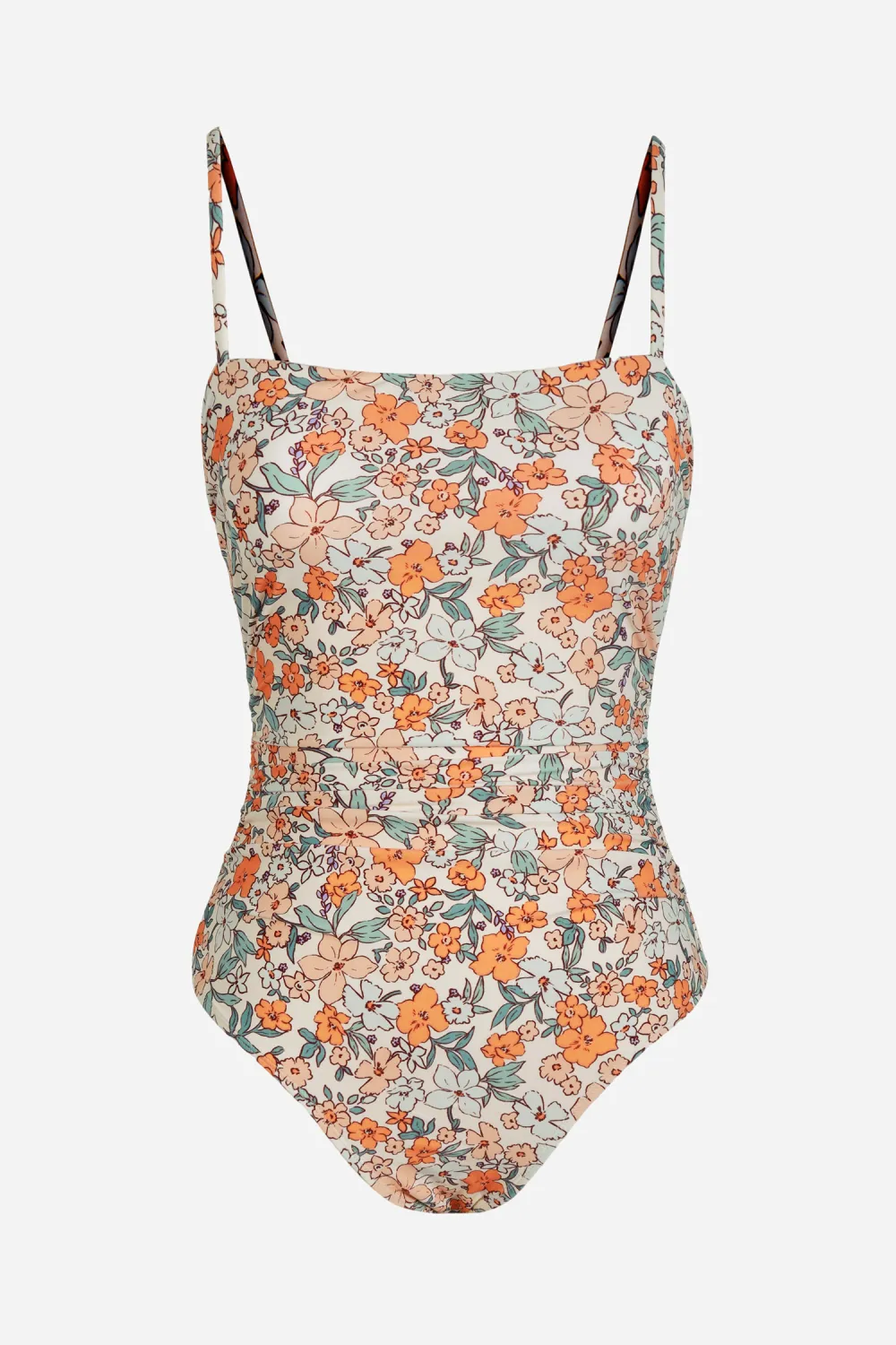 Retro Floral Square Neck Tummy Control One-Piece