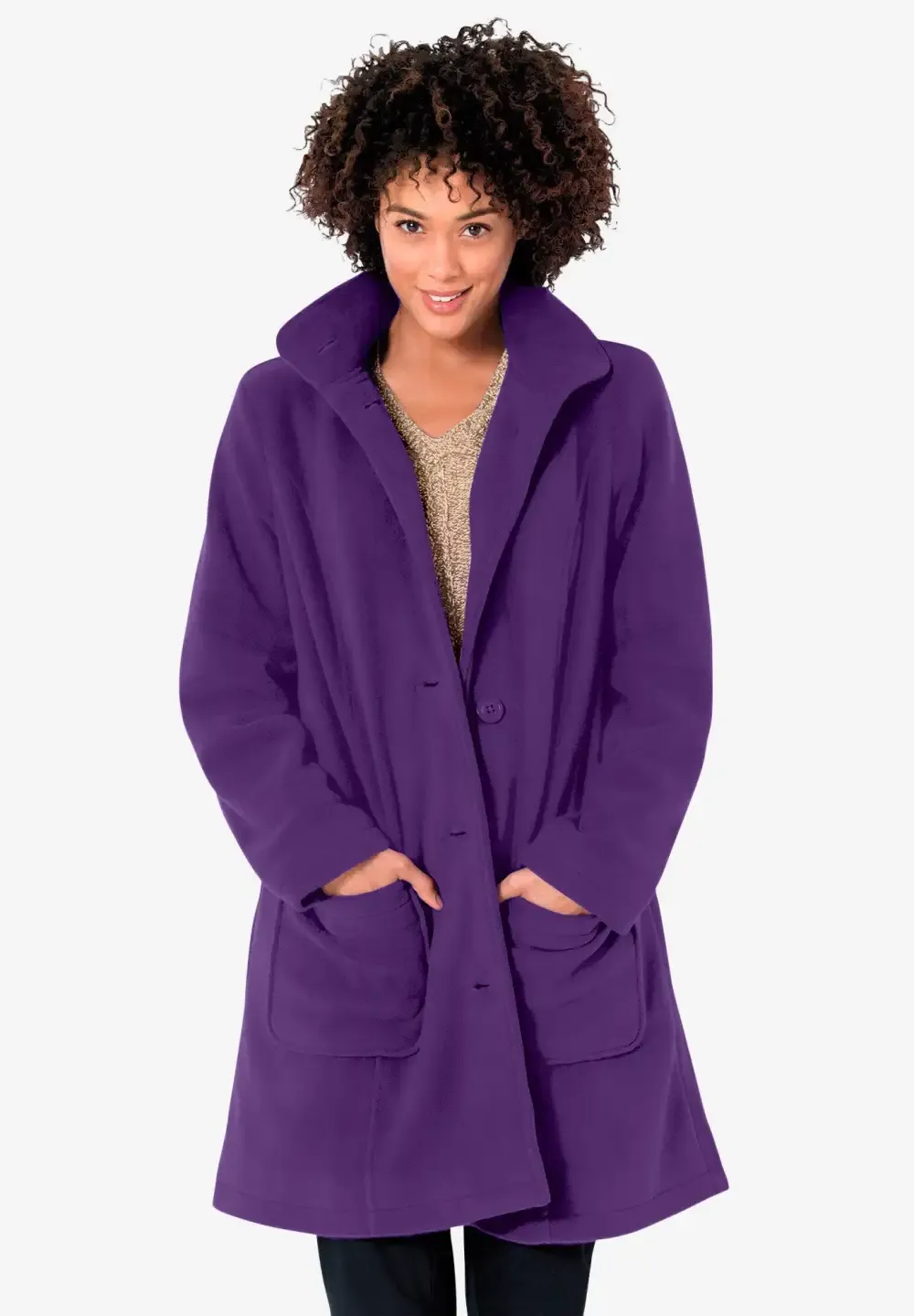Hooded A-Line Fleece Coat