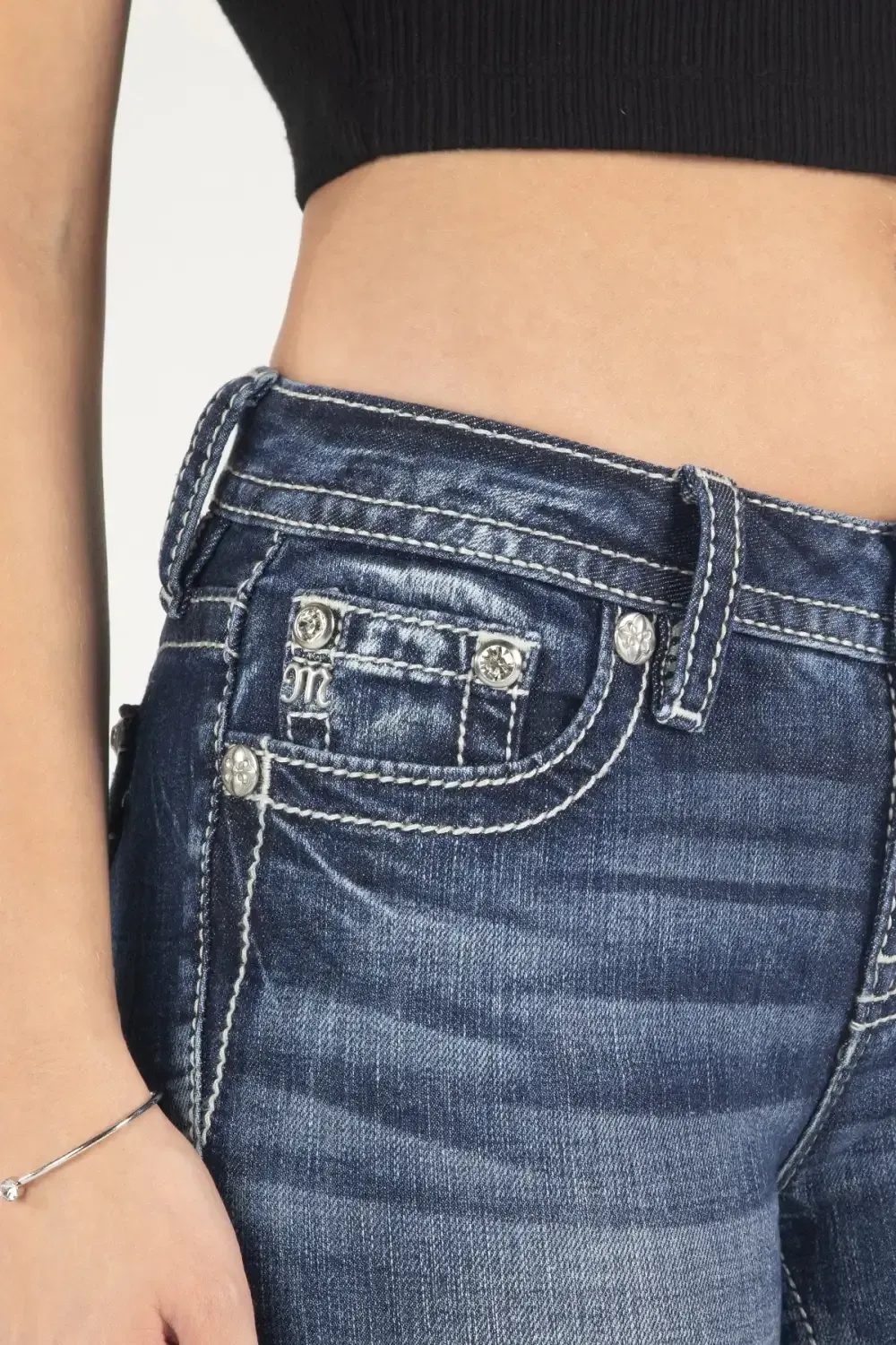 Simple Metallic Wings Bootcut Jeans