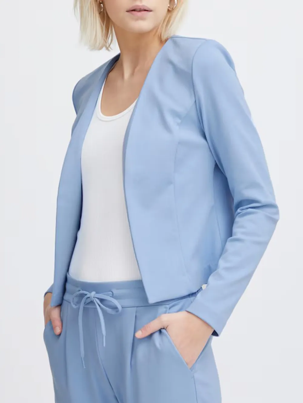 Plain Colored Collarless Blazer