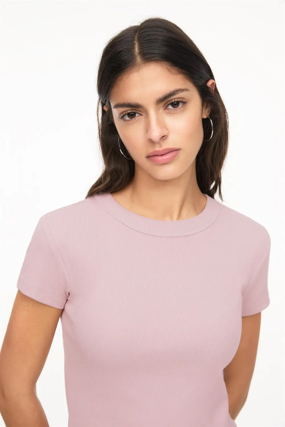 Camiseta cropped canalé