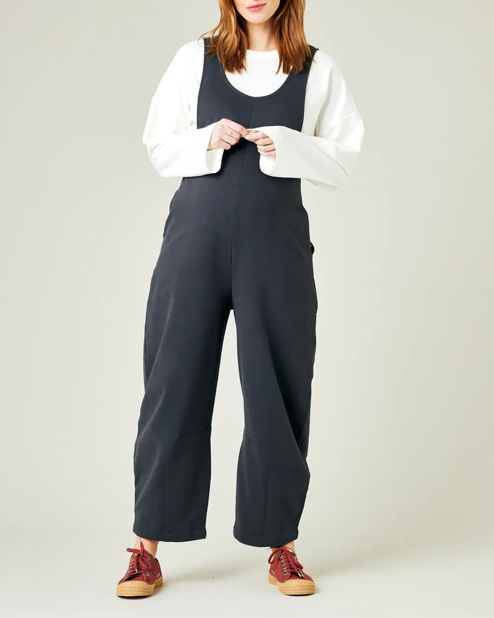 ORGANIC COTTON JERSEY JUMPSUIT - SLATE