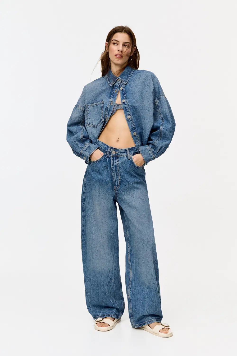 Jeans super baggy cintura cruzada