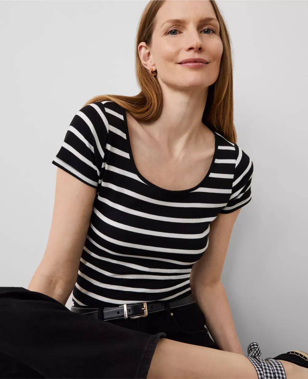 Striped Square Neck Tee