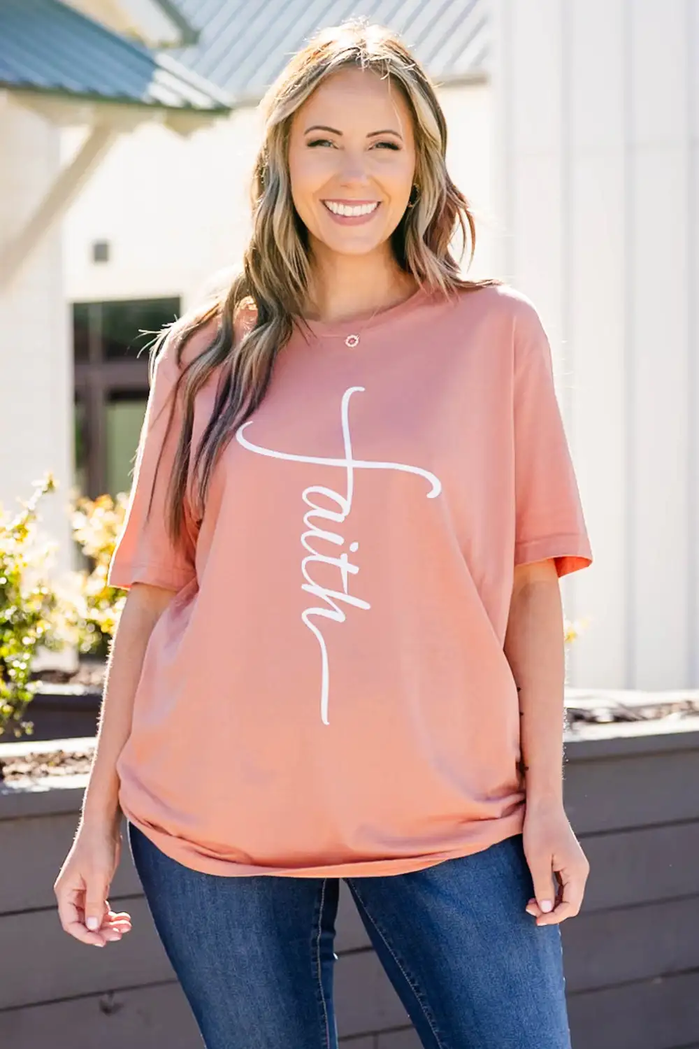 With Faith Tee, Terracotta