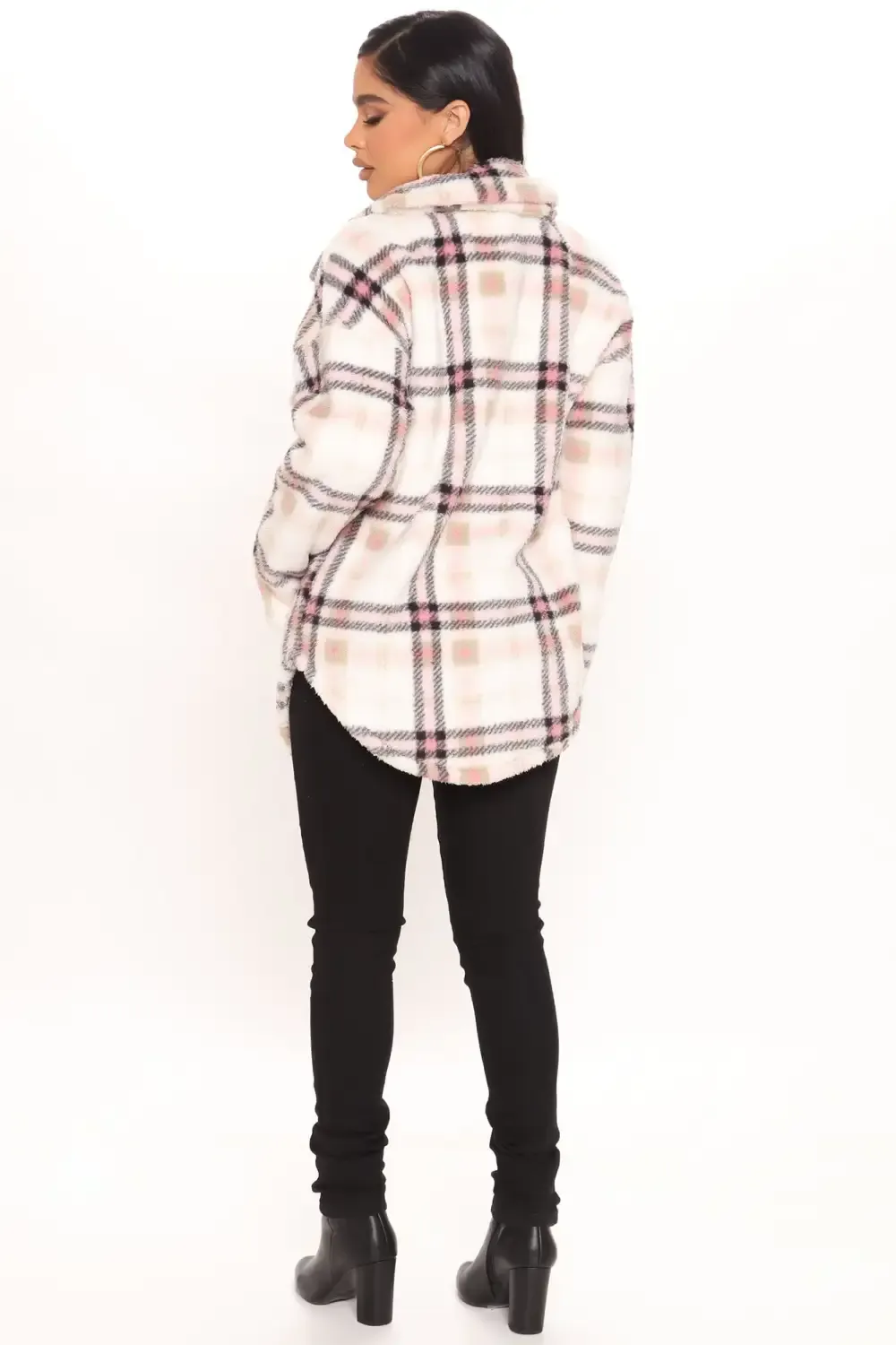 Shirt Jacket Sherpa Shacket - Pink/combo