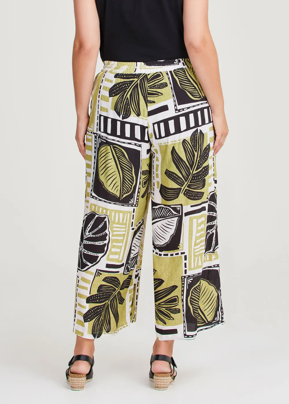 Natural Palm Block Print Pant
