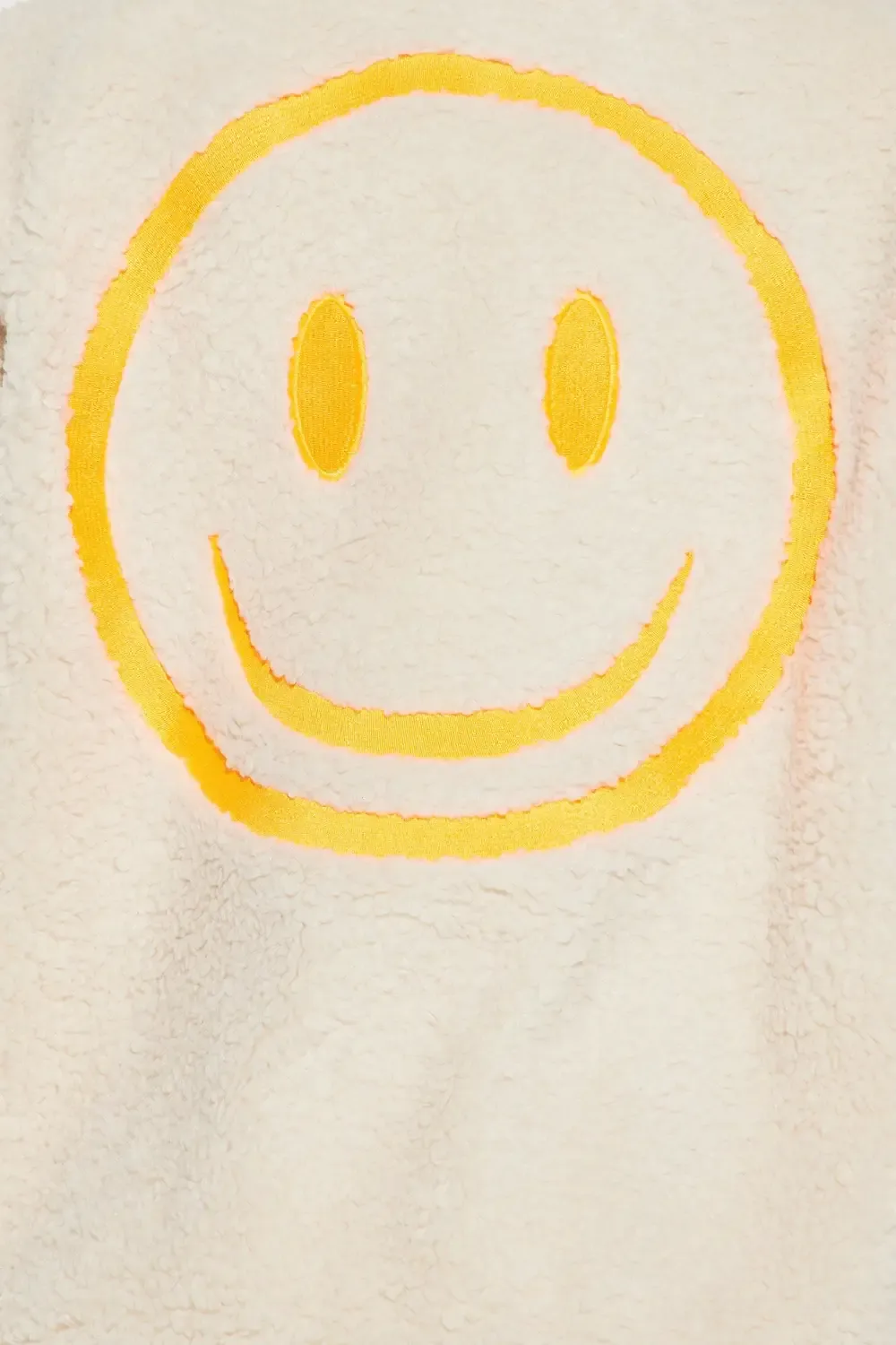 Fake Smiles Embroidered Sherpa Jacket - Cream
