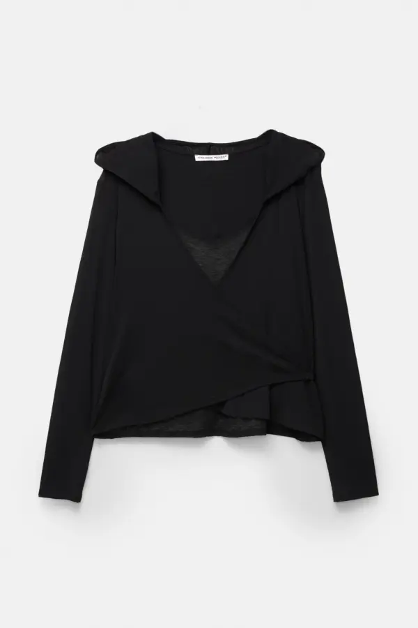 Hooded crossover top