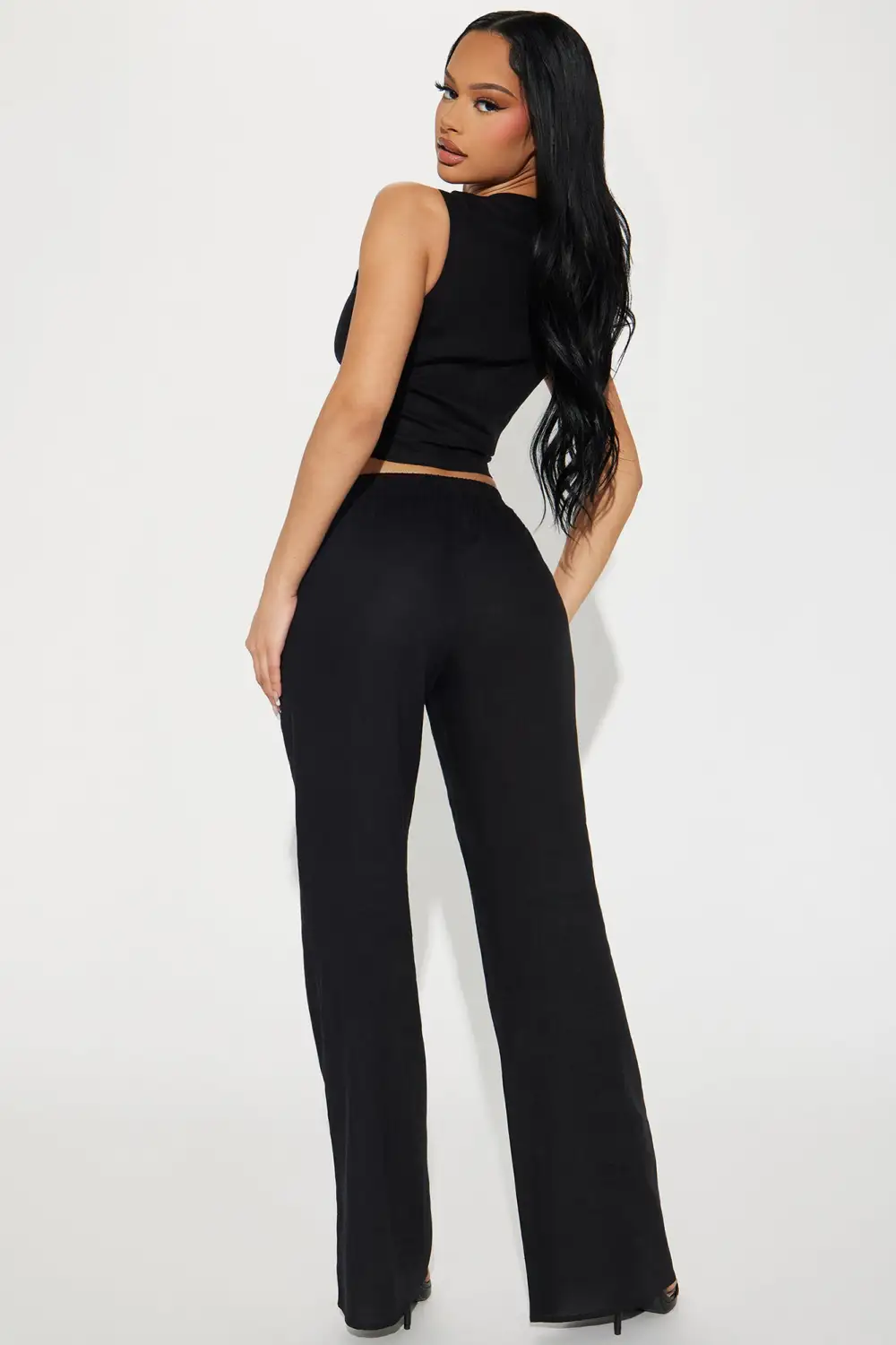 Perfect Vacay Linen Pant Set - Black