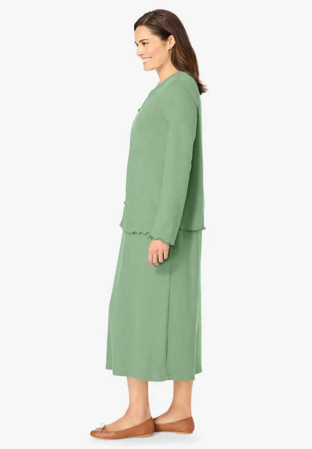 Lettuce Trim Knit Jacket Dress