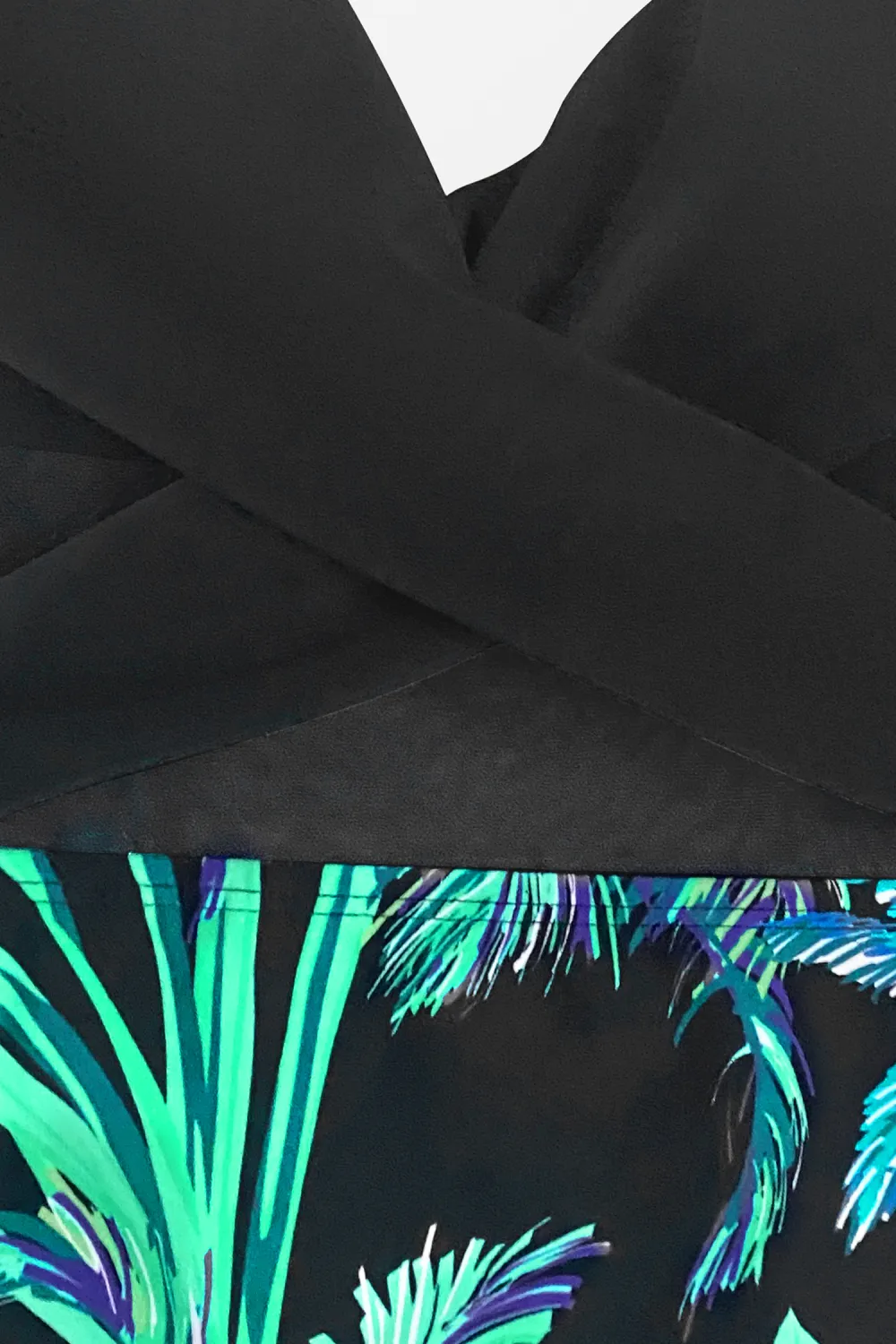 Solid Mesh Wrap Front Cutout Black One Piece Swimsuit
