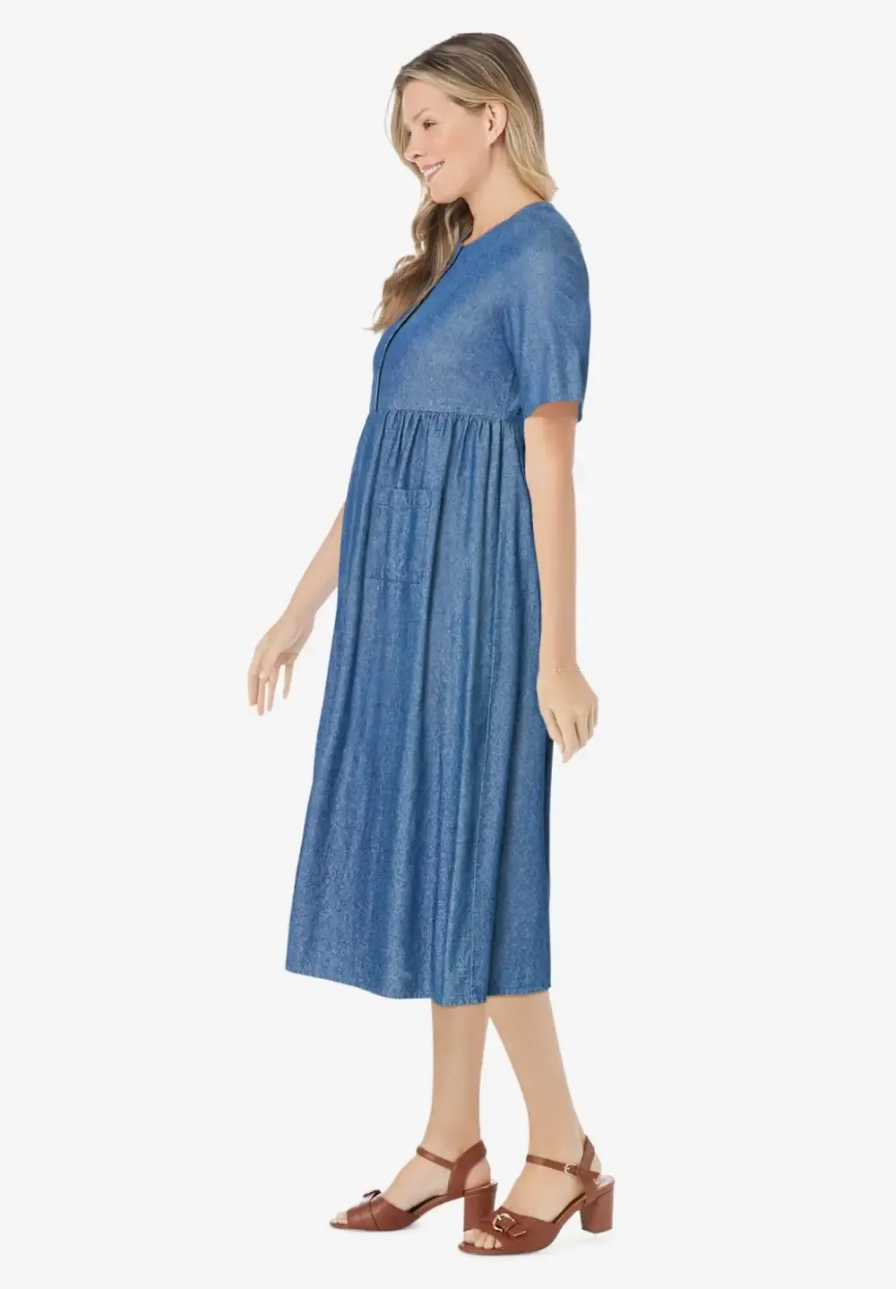 Short-Sleeve Denim Dress