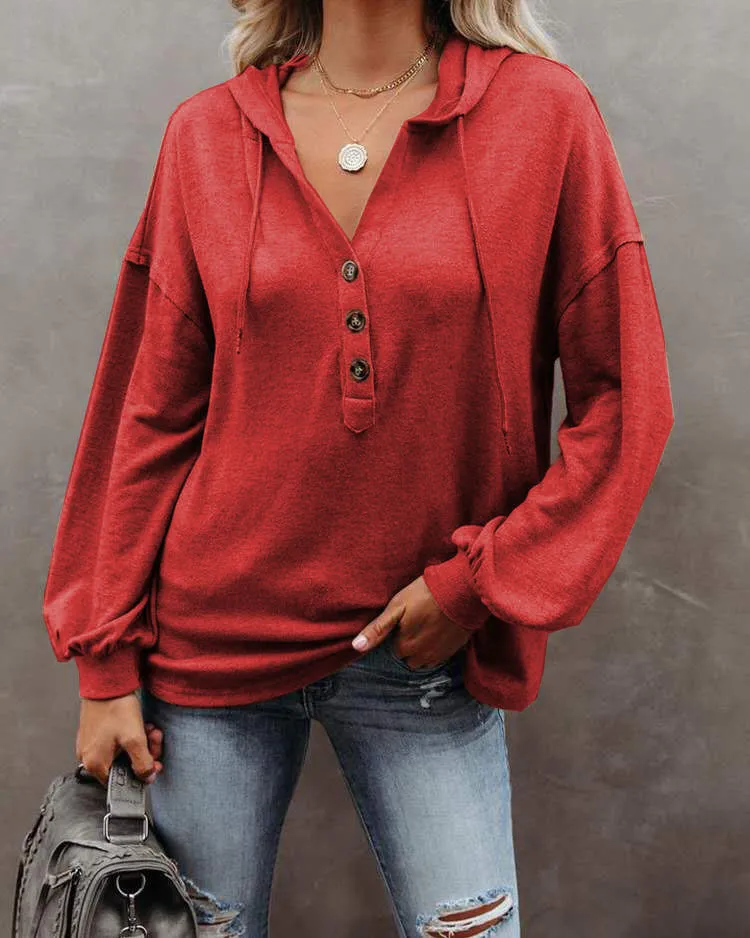 Hoodie Casual Loose Solid Color Sweatshirt