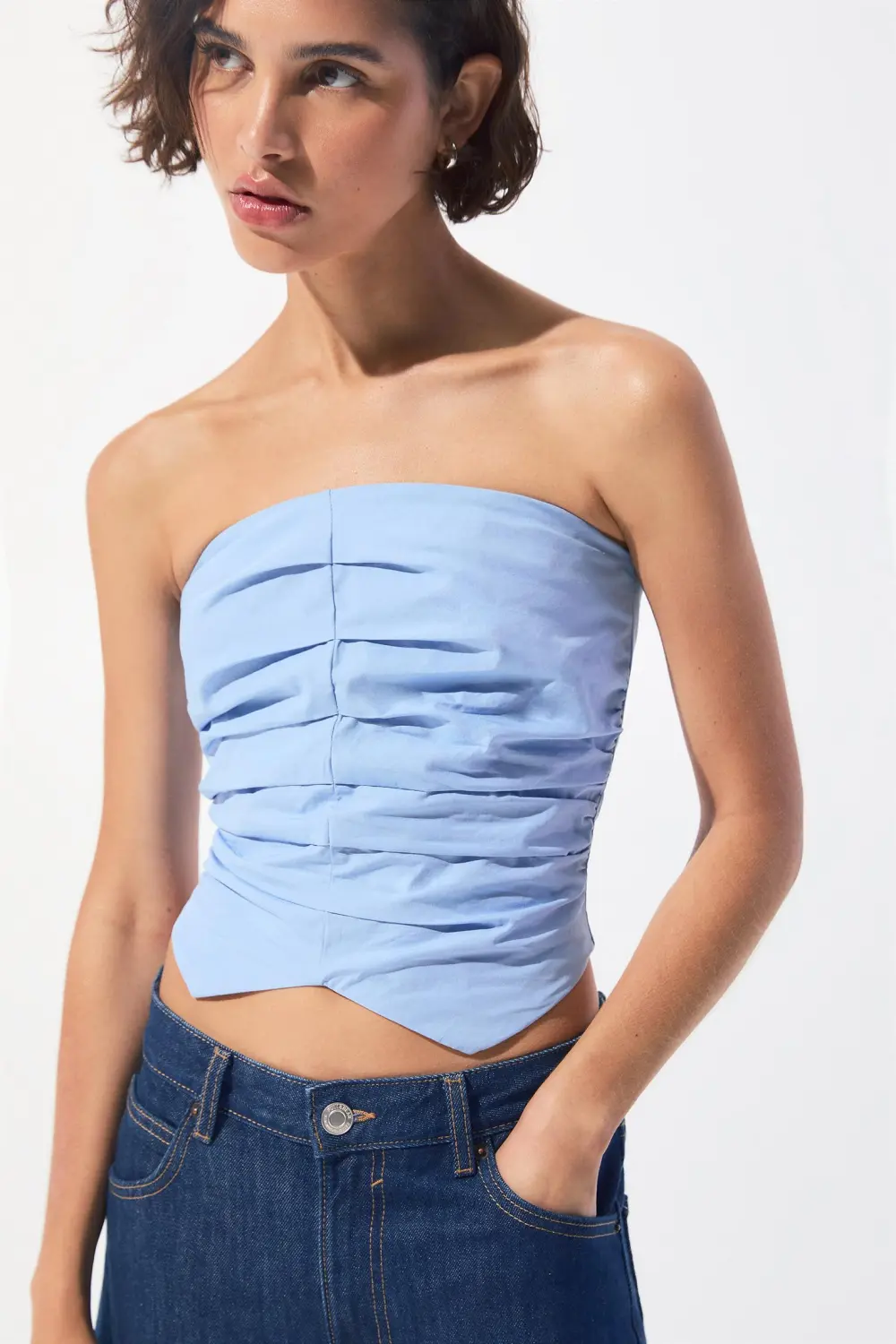 Strapless corsetry-inspired top