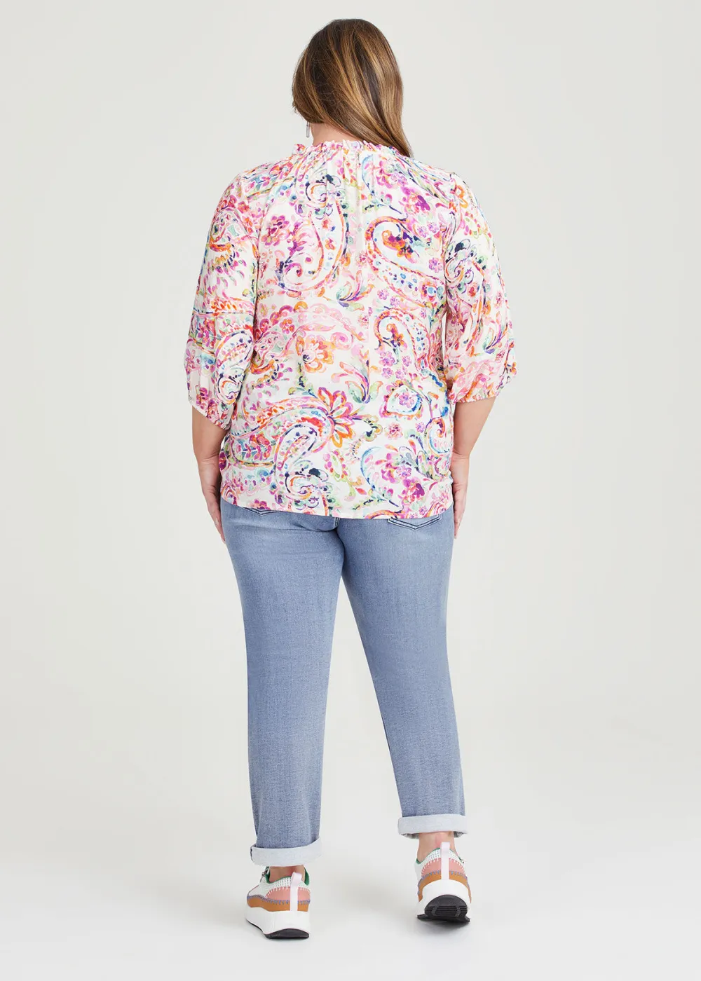Natural Painterly Paisley Top