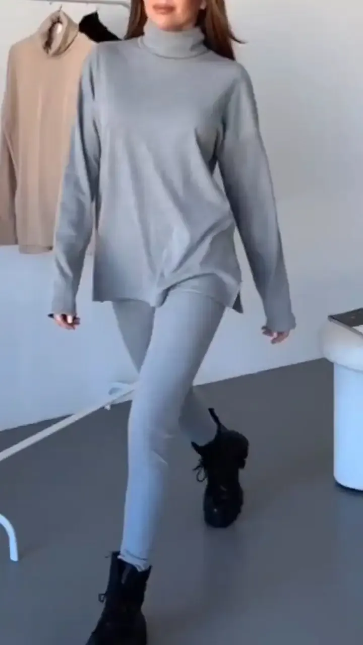 Women's Long Sleeve Solid Color Casual Suit
