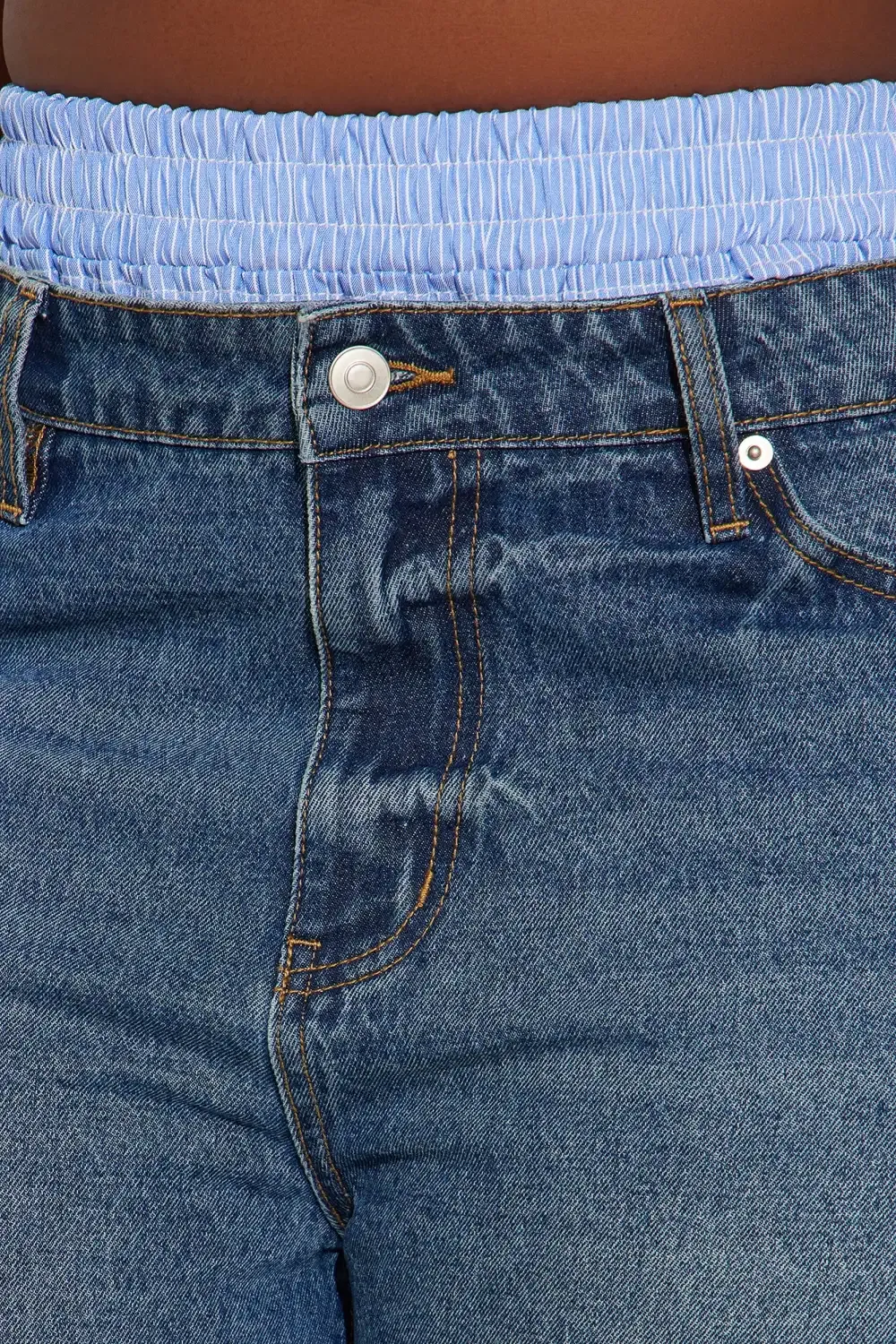 My Whole World Boxer Ripped Denim Shorts - Blue