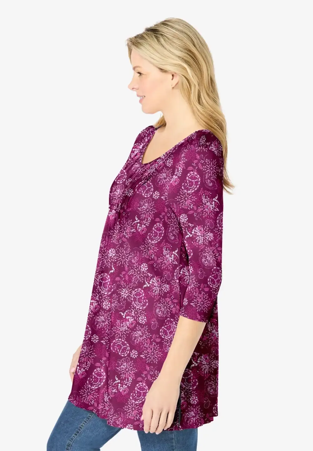 V-Neck Pintucked Tunic
