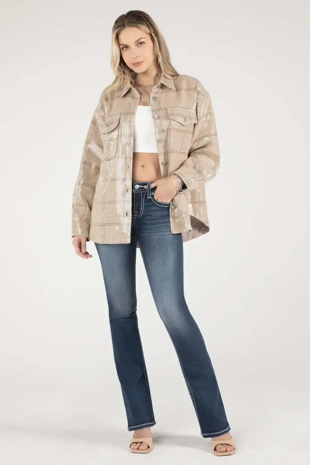 Sequin Plaid Shacket