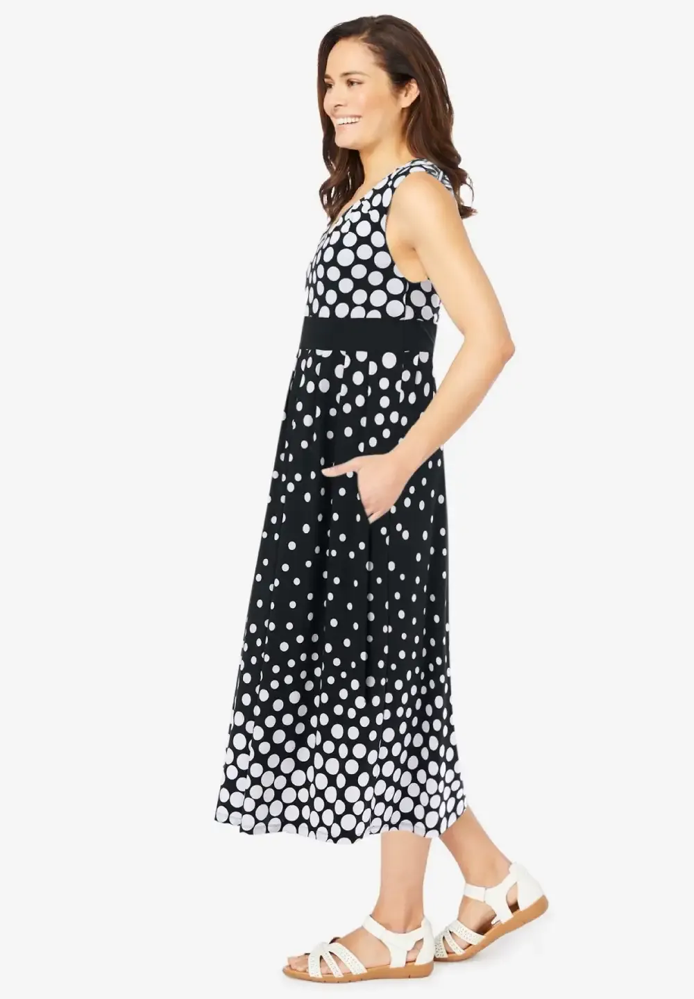 Banded-Waist Print Maxi Dress