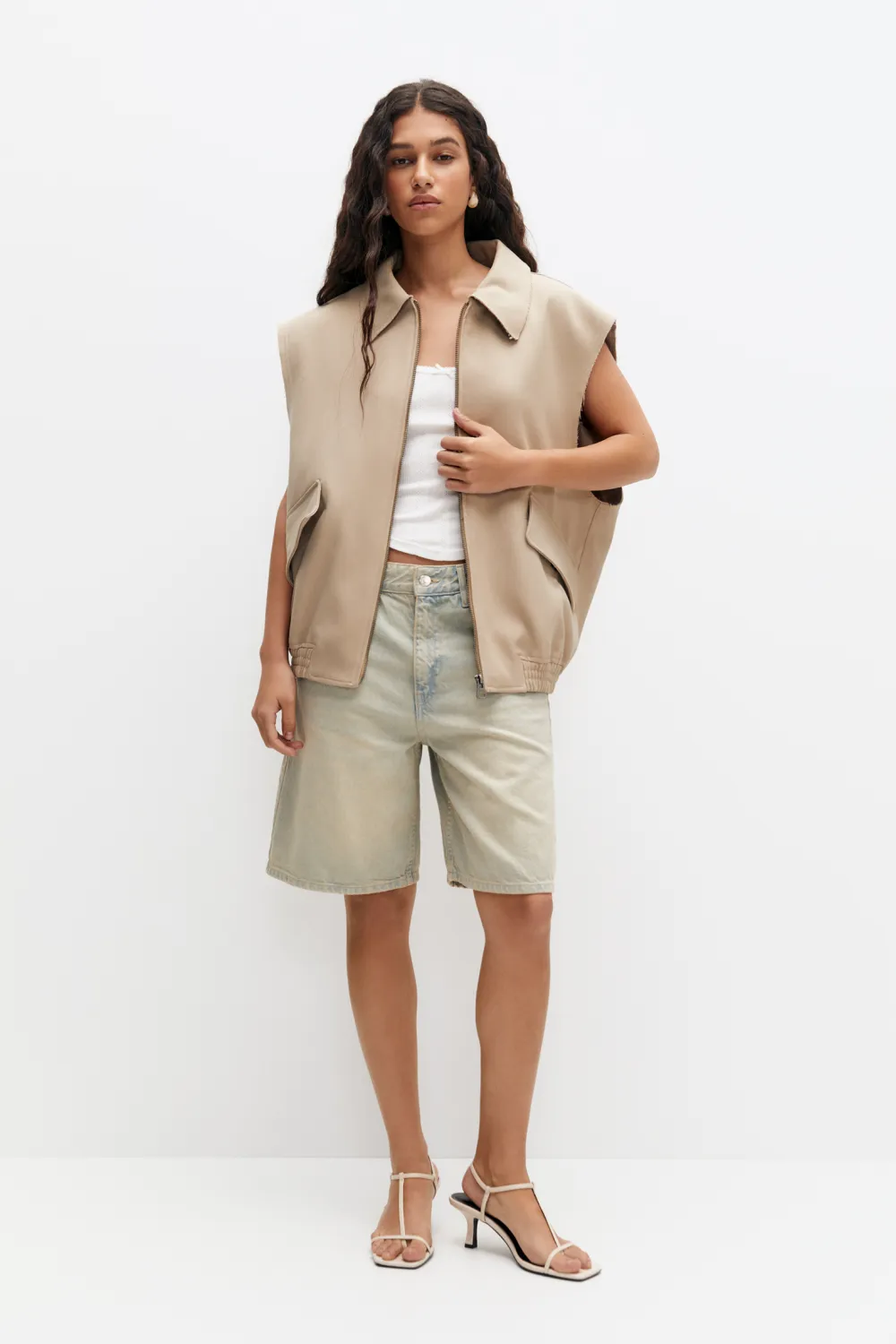 Chaleco oversize mangas desflecadas