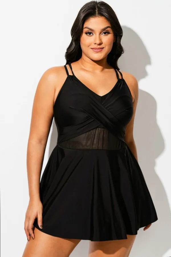 Plus Size Beach Mesh One Piece Swimsuit
