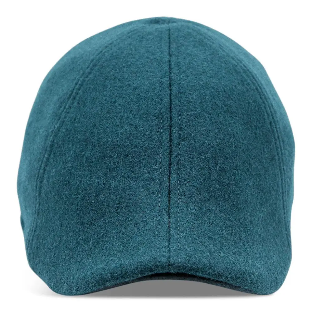 The Kenmore Boston Scally Cap - Slate Blue and Black Leather Brim