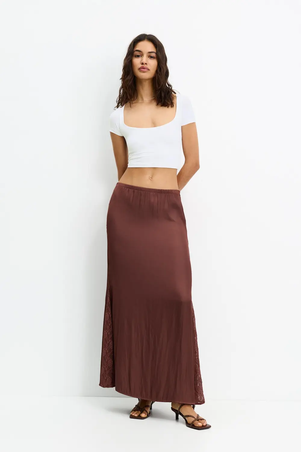 Cropped polyamide T-shirt