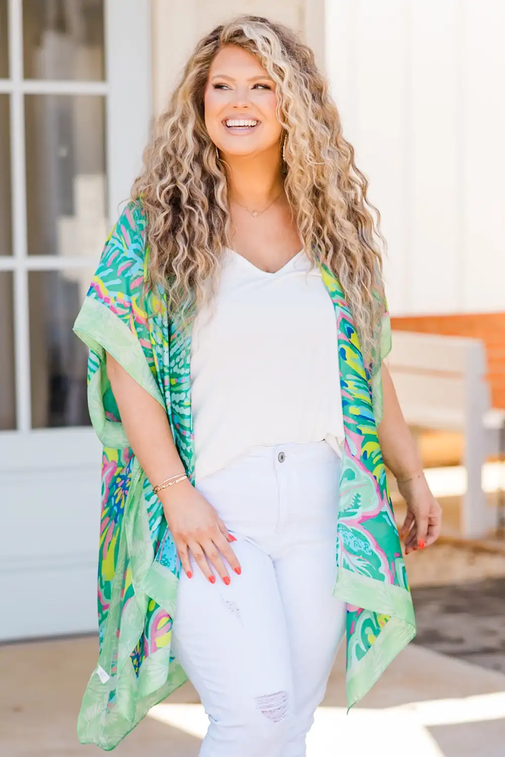 Tropical Palm Trees Kimono, Green
